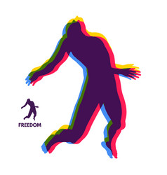 Silhouette Of A Jumping Man Freedom Concept