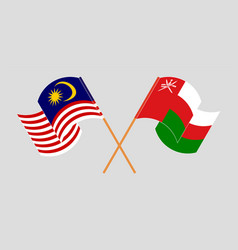 Crossed And Waving Flags Of Malaysia And Oman