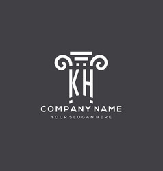 Monogram Kh Logo For Law Firm With Pillar Icon