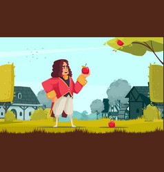 Newton With Apple Composition