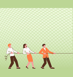 Three Colleagues Pulling Rope Together Presenting