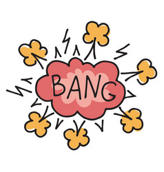 Bang Sound Smoke Cloud Color Doodle Icon