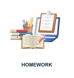 Homework Icon 3d From Back To School Collection