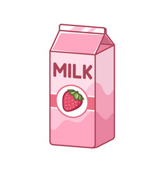 Tall Strawberry Milk Carton Clipart Element Cute