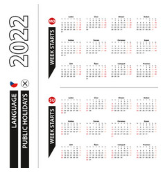 Two Versions Of 2022 Calendar In Czech Week