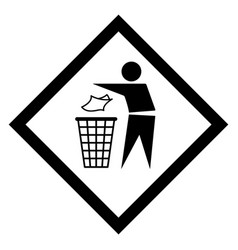 Do Not Litter Flat Icon In Black Rhombus Isolated