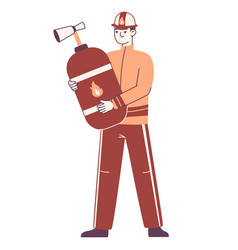 Fireman Carrying Huge Fire Extinguisher Emergency