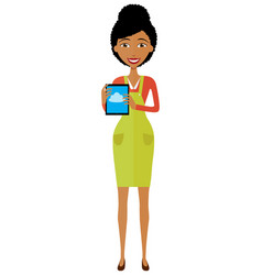 African American Woman Character With Tablet