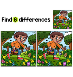 Boy Searching For Easter Egg Find The Differences