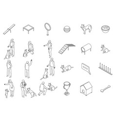 Dog Training Icons Set Outline