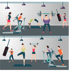 Fitness Room With People On A Work Out Gym