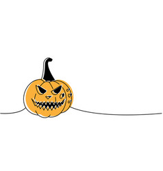 Halloween Pumpkin With Scary Face One Line Colored