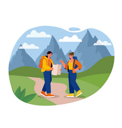 Man And Woman With Mountain Trip