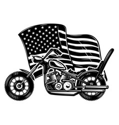 Motorcycle On Us Flag Background Design Element