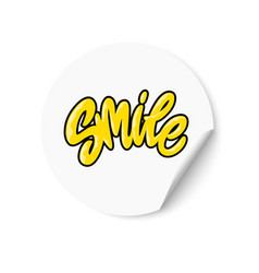 White Sticker With Smile Text Hand Lettering