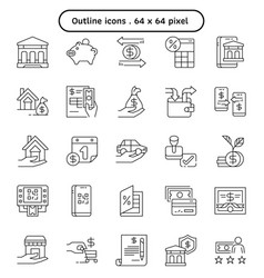 Banking And Loan Outline Icon Set