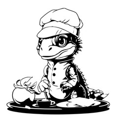 Cute Crocodile Chef With A Plate Of Food