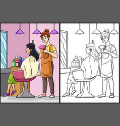 Hair Dresser Coloring Page Colored