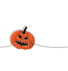 Halloween Pumpkin Scary Face One Line Colored