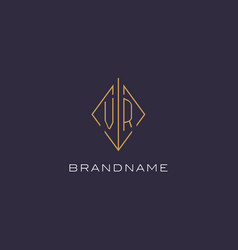 Initial Letter Vr Logo Monogram With Diamond