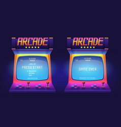 Arcade Game Screen 80s Retro Start Play And Game