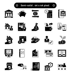 Banking And Loan Semi-solid Icon Set