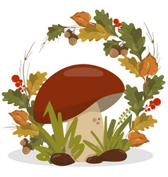 Funny Cartoon Mushroom With A Brown Cap