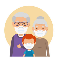 Grandparents Couple With Grandchild Using Face