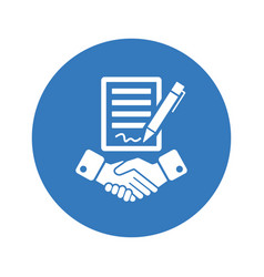 Agreement Sign Icon Blue Color Eps