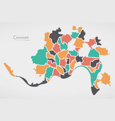 Cincinnati Ohio Map With Neighborhoods And Modern