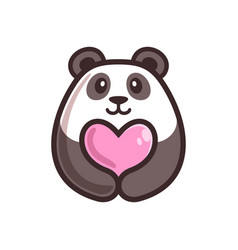 Panda Hug With Love Cartoon Logo Design