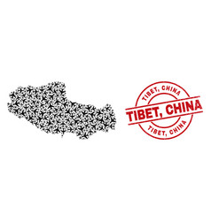 Tibet China Rubber Stamp Seal And Map