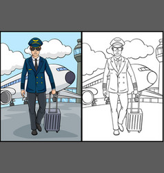 Aircraft Pilot Coloring Page Colored