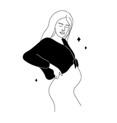 Linear Pregnant Woman Abstract Female Silhouette