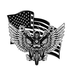 Winged Motorcycle On American Flag Background