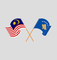 Crossed And Waving Flags Of Malaysia And Kosovo