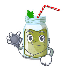 Doctor Green Juice Smoothe In Cartoon Glas