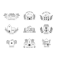 Doodle House Logo Cute Hand Drawn Rural Farm