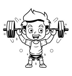 Boy Doing Heavy Weight Exercise - Black And White