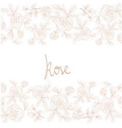 Delicate Rose Flower Seamless Boarder Line Art