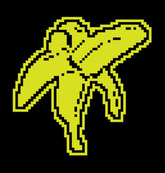 Pixel Silhouette Icon Peeled Banana Fruit