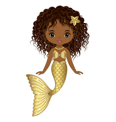 Pretty Black Mermaid With Golden Fishtail