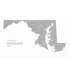 Counties Of Maryland Gray Map Of Us State