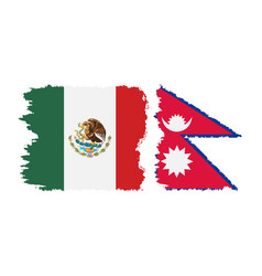 Nepal And Mexico Grunge Flags Connection