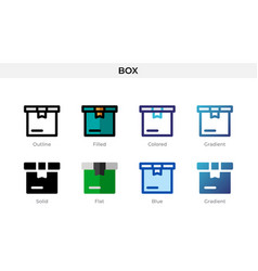 Box Icon In Different Style Icons Designed