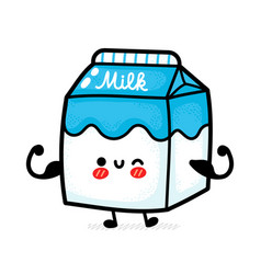 Cute Funny Strong Happy Milk Box Show Muscle