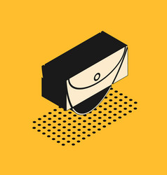 Isometric Clutch Bag Icon Isolated On Yellow