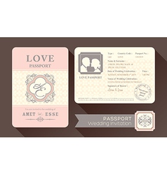 Vintage Visa Passport Wedding Invitation Card