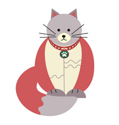 Cute Funny Cat With Locket Collar Flat