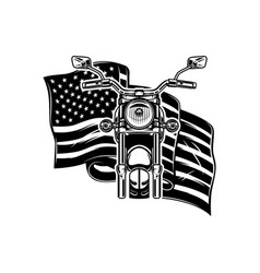 Motorcycle On Us Flag Background Design Element